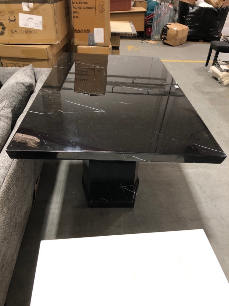 John Pye Auctions CARVELLE BLACK PEDESTAL MARBLE DINING TABLE 90 X