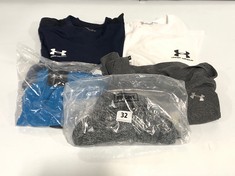 APPROX 5 X ASSORTED UNDER ARMOUR CLOTHING TO INCLUDE WHITE LOGO T-SHIRT SIZE M