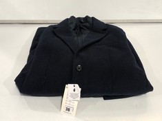 PIER ONE CLASSIC SINGLE BREASTED WOOL LOOK COAT NAVY SIZE LG RRP- £100