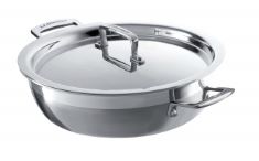 LE CREUSET 3-PLY STAINLESS STEEL SHALLOW CASSEROLE WITH LID, 26 X 7.5 CM, 96202826001000.