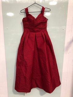 WOMEN'S SELF PORTRAIT TEXTURED OFF SHOULDER MIDI DRESS IN RED - UK SIZE: 8 - RRP: £350.00: LOCATION - A0