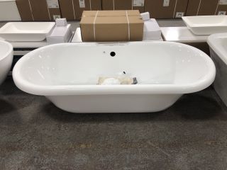 1750 X 780MM TRADITIONAL ROLL TOPPED DOUBLE ENDED FREESTANDING BATH WITH A SET OF WHITE CLAW & BALL FEET - RRP £1189: LOCATION - C2