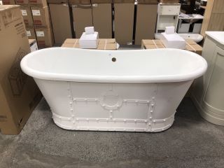 1710 X 700MM TRADITIONAL ROLL TOPPED DOUBLE ENDED FREE STANDING BATH WITH INDUSTRIAL STYLE OUTER SKIN - RRP £1505: LOCATION - C2