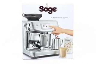 SAGE BARISTA TOUCH IMPRESS BEAN-TO-CUP ESPRESSO COFFEE MACHINE IN BRUSHED STEEL - MODEL SES881BSS - RRP £1,195: LOCATION - BOOTH