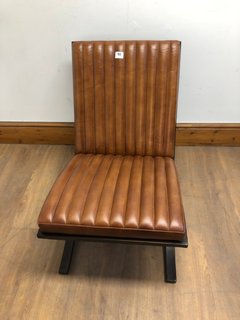 NKUKU NARWANA RIBBED LEATHER LOUNGER IN AGED LEATHER & IRON RRP - £695: LOCATION - A3