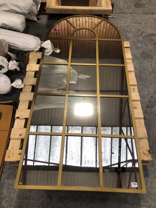 John Pye Auctions NKUKU IMOMA IRON FULL LENGTH ARCH MIRROR IN BRASS