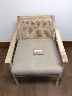 NKUKU ATRI MANGO WOOD & CANE OCCASIONAL CHAIR IN NATURAL RRP - £650: LOCATION - A3