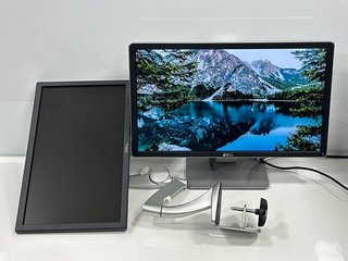 2 X DELL FLAT PANEL PC MONITORS IN BLACK: MODEL NO P2214HB/E1916HEF (1X 22" AND 1X 19" WITH DESK CLAMP STAND) [JPTM108385]