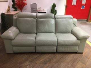 SURRANO ITALIAN LEATHER 3 SEATER POWER RECLINER SOFA WITH HEADREST TILT IN MINT GREEN: LOCATION - C3