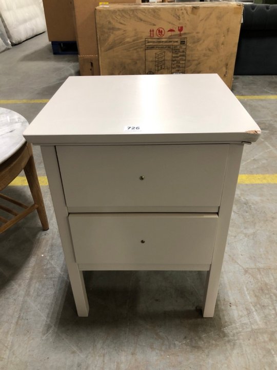 John Pye Auctions JOHN LEWIS & PARTNERS WILTON 2 DRAWER BEDSIDE TABLE IN LIGHT GREY RRP £109