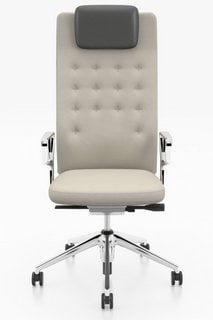 VITRA ID L TASK OFFICE CHAIR IN LIGHT GREY MELANGE AND CHROME - RRP £1006: LOCATION - C2