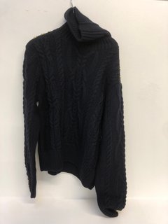 HOLLAND COOPER BELGRAVIA CABLE KNIT JUMPER IN INK NAVY - UK M - RRP £149.99: LOCATION - E1