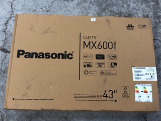 PANASONIC MX600 SERIES 43" ULTRA HD HDR SMART TV RRP £329: LOCATION - A2