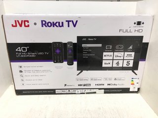JVC ROKU 40" TV LT-40CR330 FULL HD SMART TV TO INCLUDE BOX, REMOTE, POWER CORD, MANUAL RRP £179: LOCATION - A2
