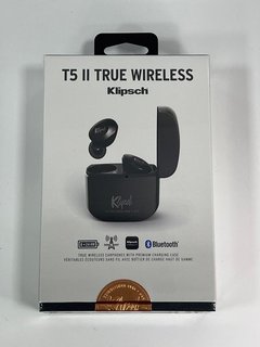 KLIPSCH T5 II TRUE WIRELESS EARPHONES (ORIGINAL RRP - £169.00) IN BLACK (WITH BOX & ALL ACCESSORIES, FACTORY SEALED) [JPTM109991] (SEALED UNIT) THIS PRODUCT IS FULLY FUNCTIONAL AND IS PART OF OUR PRE