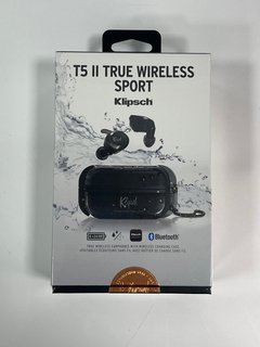 KLIPSCH T5 II TRUE WIRELESS SPORT EARPHONES (ORIGINAL RRP - £199.00) IN BLACK (WITH BOX & ALL ACCESSORIES, FACTORY SEALED) [JPTM109953] (SEALED UNIT) THIS PRODUCT IS FULLY FUNCTIONAL AND IS PART OF O