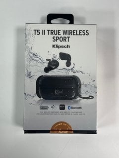 KLIPSCH T5 II TRUE WIRELESS SPORT EARPHONES (ORIGINAL RRP - £199.00) IN BLACK (WITH BOX & ALL ACCESSORIES, FACTORY SEALED) [JPTM109960] (SEALED UNIT) THIS PRODUCT IS FULLY FUNCTIONAL AND IS PART OF O
