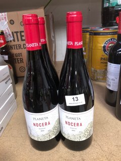 (COLLECTION ONLY) 4 X BOTTLES OF RED WINE TO INCLUDE PLANETA NOCERA 75CL 13% (PLEASE NOTE: 18+YEARS ONLY. ID MAY BE REQUIRED): LOCATION - BR1