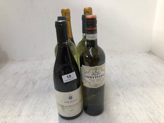 (COLLECTION ONLY) 6 X BOTTLES OF ASSORTED WINES TO INCLUDE CHATEAUNEUF-DU-PAPE & CONVIVIALE PINOT GRIGIO (PLEASE NOTE: 18+YEARS ONLY. ID MAY BE REQUIRED): LOCATION - BR1