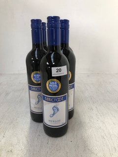 (COLLECTION ONLY) 5 X BOTTLES OF BAREFOOT MERLOT RED WINE 75CL 13.5% (PLEASE NOTE: 18+YEARS ONLY. ID MAY BE REQUIRED): LOCATION - BR1