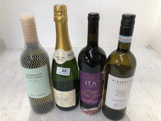 (COLLECTION ONLY) 4 X ASSORTED WINES TO INCLUDE CATARRATTO PINOT GRIGIO 75CL 12% & MIRABELLO PINOT GRIGIO 75CL 12.5% (PLEASE NOTE: 18+YEARS ONLY. ID MAY BE REQUIRED): LOCATION - BR1