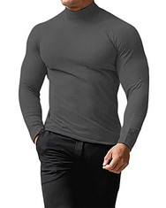 7 X REMXI MENS TURTLENECK JUMPERS ROLL NECK PULLOVER SWEATERS LONG SLEEVE TOPS SWEATER CASUAL SLIM FIT GREY XL - TOTAL RRP £105: LOCATION - A RACK