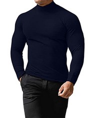 7 X REMXI MENS TURTLENECK JUMPERS ROLL NECK PULLOVER SWEATERS LONG SLEEVE TOPS SWEATER CASUAL SLIM FIT BLUE XL - TOTAL RRP £105: LOCATION - A RACK