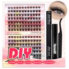 38 X CLUSTER LASHES EXTENSION KIT INDIVIDUAL LASHES WITH BOND AND SEAL, LASH CLUSTERS KIT NATURAL LASHES KIT FLUFFY WISPY LASH CLUSTERS AT HOME EYELASH EXTENSION KIT - TOTAL RRP £316: LOCATION - A RA