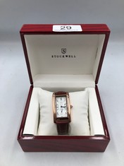 LADIES STOCKWELL WATCH - TEXTURED DIAL WITH SUB DIAL MINUTE HAND - LEATHER STRAP - GIFT BOX INCLUDED .: LOCATION - A RACK