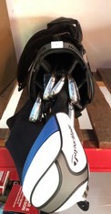 TAYLORMADE GOLF CADDY WITH ASSORTED GOLF CLUBS  TAYLORMADE RBZ: LOCATION - A RACK(COLLECTION OR OPTIONAL DELIVERY AVAILABLE)