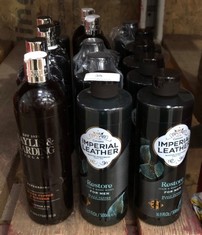 QTY OF ASSORTED BEAUTY ITEMS TO INCLUDE IMPERIAL LEATHER RESTORE HAIR AND BODY WASH 500ML  - COLLECTION ONLY - LOCATION A RACK