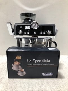 DELONGHI LA SPECIALISTA BEAN TO CUP COFFEE MACHINE IN BLACK - RRP: £549.00: LOCATION - BR12