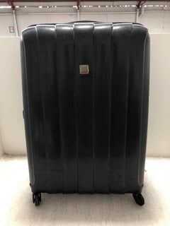 JOHN LEWIS & PARTNERS LARGE HARD SHELL SWIVEL SUITCASE IN BLACK: LOCATION - BR7