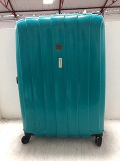 JOHN LEWIS & PARTNERS LARGE HARD SHELL SWIVEL SUITCASE IN GREEN: LOCATION - BR7