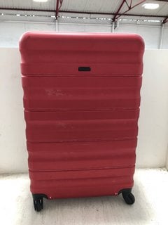 JOHN LEWIS & PARTNERS LARGE HARD SHELL SWIVEL SUITCASE IN RED: LOCATION - BR7