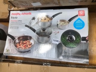 MORPHY RICHARDS EQUIP POUR & DRAIN 5 PIECE STAINLESS STEEL PAN SET: LOCATION - A6T