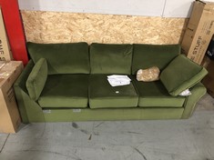3 SEATER SOFA IN GREEN VELVET (BLOCK B) (COLLECTION OR OPTIONAL DELIVERY)