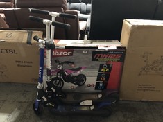 4 X ASSORTED SCOOTERS / BIKES TO INCLUDE RAZOR MX125 YOUTH SPORT ELECTRIC MOTORCROSS BIKE (BLOCK B) (COLLECTION OR OPTIONAL DELIVERY)