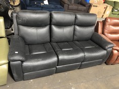 LA-Z-BOY LONG 3 SEATER RECLINING SOFA IN BLACK LEATHER (BLOCK B) (COLLECTION OR OPTIONAL DELIVERY)