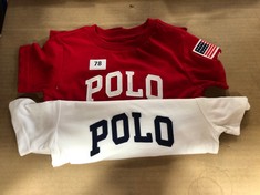 2 X POLO KIDS T-SHIRTS IN WHITE SIZE 2/2T AND RED SIZE 2/2T (DELIVERY ONLY)