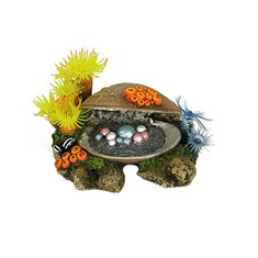 20 X CLASSIC CLAM WITH PLANTS AQAURIUM ORNAMENT 130MM. (DELIVERY ONLY)