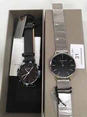 QTY OF ITEMS TO INLCUDE 2 X LIEBESKIND WATCHES INCLUDING MODEL LT-0154-MQ MISSING CROWN ADJUSTMENT FOR TIME, LIEBESKIND ANALOG WOMEN'S QUARTZ WATCH WITH COWHIDE STRAP LT-0184-LQ.