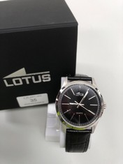 LOTUS MEN'S WATCH 15961/3 MINIMALIST 316L STAINLESS STEEL CASE SILVER PLATED BLACK LEATHER STRAP.