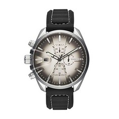 DIESEL MEN'S WATCH MS9 CHRONO, QUARTZ CHRONOGRAPH MOVEMENT, 47MM SILVER STAINLESS STEEL CASE WITH SILICONE STRAP, DZ4483.