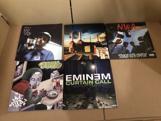QTY OF ASSORTED RECORDS INC EMINEM CURTAIN CALL THE HITS