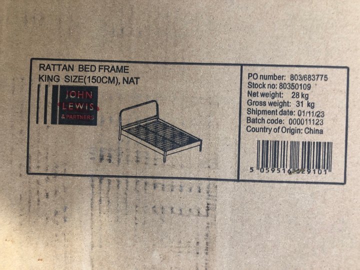 John Pye Auctions JOHN LEWIS & PARTNERS RATTAN BED FRAME, KING SIZE