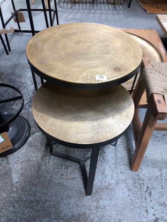 John Pye Auctions NKUKU MABA NEST OF 2 SIDE TABLES IN BLACK & ANTIQUE