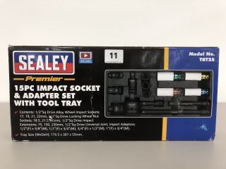 SEALEY PREMIER 15 PC IMPACT SOCKET & ADAPTER SET WITH TOOL TRAY