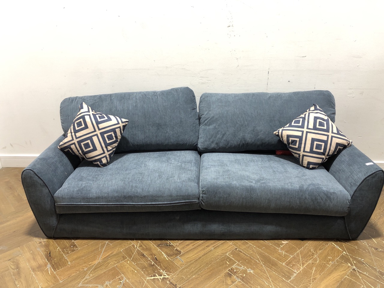 John Pye Auctions OAK FURNITURE LAND MILNER 4 SEATER SOFA IN DENIM