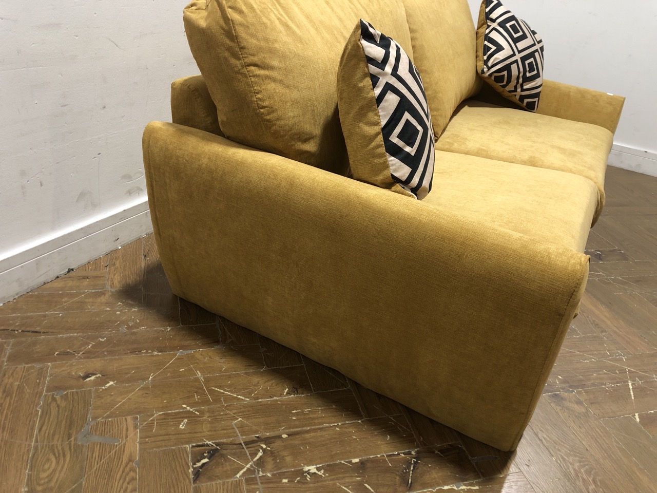 John Pye Auctions OAK FURNITURE LAND MILNER 2 SEATER SOFA IN MUSTARD